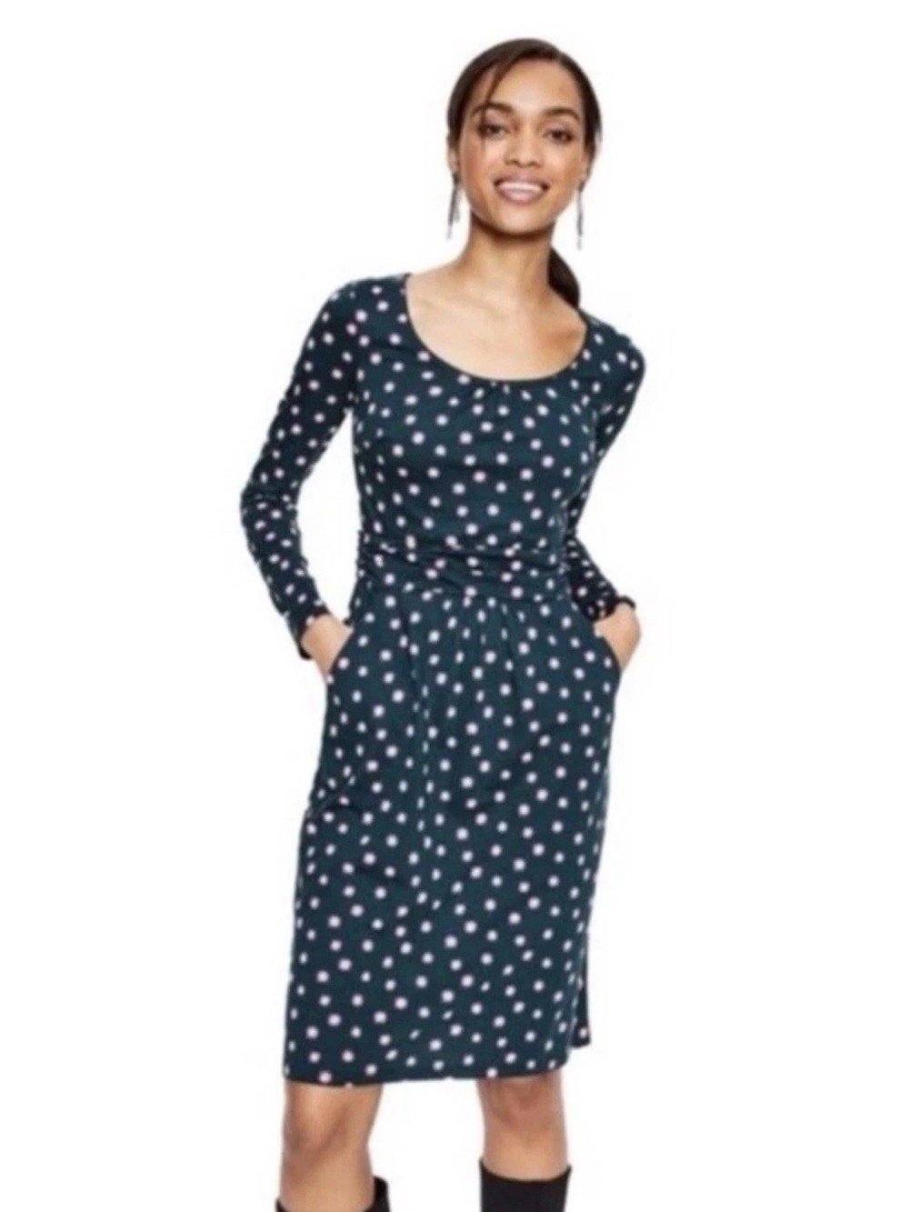 Boden Mabel Dress 10L Tea Pink Pockets 10 Long